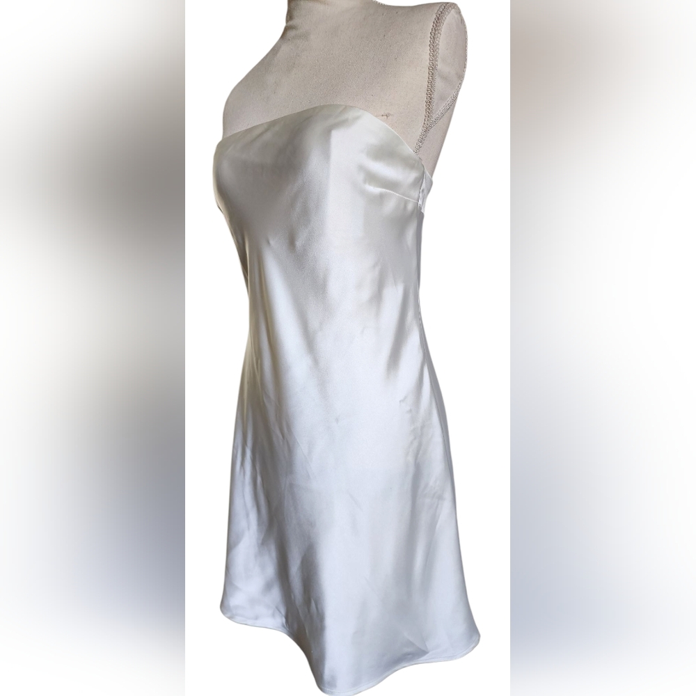 Wild Fable Women's Satin Tube Bandeau Mini Strapless Slip Dress Ivory Small NWT